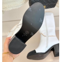 Most Popular Chanel Calfskin Leather Heel High Boots with Chain White 2025 CH110402 1104026