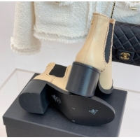 Big Discount Chanel Calfskin Leather Heel Ankle Boots 5cm with Chain Beige CH110402 1104027