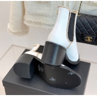 Popular Style Chanel Calfskin Leather Heel Ankle Boots 5cm with Chain White CH110402 1104028
