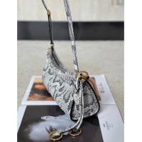 Super Quality Alaia Le Click Small Shoulder Bag in Pythonskin Leather 998054S White/Grey 2025