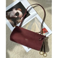 Best Price Alaia Le Click Small Shoulder Bag in Grained Nubuck Leather 998054S Dark Burgundy 2025