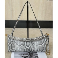 Best Price Alaia Le Click Medium Shoulder Bag in Pythonskin Leather 998054M White/Grey 2025