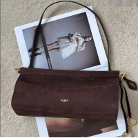Top Quality Alaia Le Click Medium Shoulder Bag in Grained Nubuck Leather 998054M Brown 2025