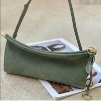 Shop Discount Alaia Le Click Medium Shoulder Bag in Grained Nubuck Leather 998054M Green 2025
