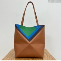 Promotional Loewe Medium Puzzle Fold Tote in Nappa Calfskin 20601 Brown/Green 2025