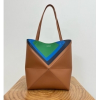 Promotional Loewe Medium Puzzle Fold Tote in Nappa Calfskin 20601 Brown/Green 2025