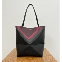 Buy Fashionable Loewe Medium Puzzle Fold Tote in Nappa Calfskin 20601 Black/Burgundy 2025