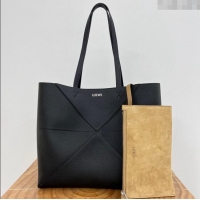 Good Taste Loewe Medium Horizontal Puzzle Fold Tote in Soft Grained Calfskin 20601 Black 2025