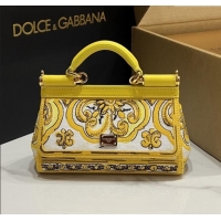Super Quality Dolce&Gabbana Small Sicily Handbag with Majolica Embroidery D0401 Yellow 2025