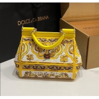 Best Product Dolce&Gabbana Medium Sicily Handbag with Majolica Embroidery D0402 Yellow 2025