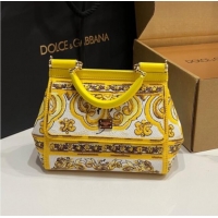 Best Product Dolce&Gabbana Medium Sicily Handbag with Majolica Embroidery D0402 Yellow 2025