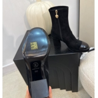 Pretty Style Chanel Suede and Patent Leather Platform Ankle Boots Black 2025 CH110409 1104049