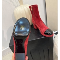 Luxurious Chanel Suede and Patent Leather Platform Ankle Boots Red 2025 CH110409 1104051