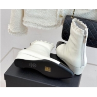 Best Price Chanel Shiny Calfskin Leather Wedge Ankle Boots White 2025 CH110410 1104053