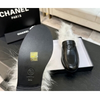 Good Product Chanel Shiny Crumpled Lambskin & Shearling Loafers Black/White G46534 1104063