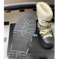 Best Product Chanel Calfskin Leather and Wool Snow Ankle Boots with Chain Black/White 2025 CH110403 1104065