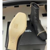 Cheap Price Chanel Stretch Lambskin and Grosgrain Heel Ankle Boots 5cm with Chain Black 2025 CH110405 51104071