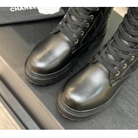 Popular Style Chanel Quilted Calfskin Leather Platform Medium Boots 5cm Black/White CC 2025 CH110406 1104074