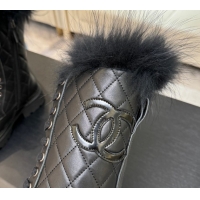 Luxury Chanel Quilted Calfskin Leather Platform Medium Boots 5cm Black2 2025 CH110406 1104075