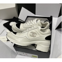 Pretty Style Chanel Trainers/Senakers in Mixed Fibers, Shiny Calfskin & Suede Calfskin G46871 White 5111102