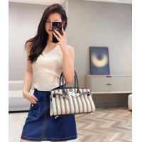 Top Design Hermes Mini Shoulder Birkin Bag 29cm in Canvas and Calfskin Leather H29 Black/Silver 2025 (Half Handmade)