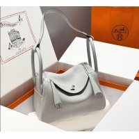 Grade Design Hermes Lindy Bag 26cm in Clemence Leather 2637 Grail Blue 2025 (Half Handmade)