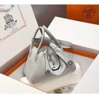 Grade Design Hermes Lindy Bag 26cm in Clemence Leather 2637 Grail Blue 2025 (Half Handmade)