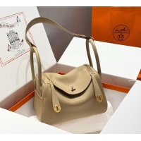 Buy Discount Grade Design Hermes Lindy Bag 26cm in Clemence Leather 2637 Coat Beige 2025 (Half Handmade)