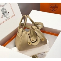 Buy Discount Grade Design Hermes Lindy Bag 26cm in Clemence Leather 2637 Coat Beige 2025 (Half Handmade)