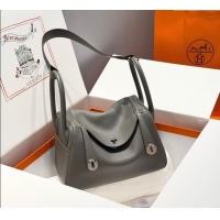Super Quality Grade Design Hermes Lindy Bag 26cm in Clemence Leather 2637 Cloud Grey 2025 (Half Handmade)