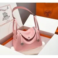 Grade Product Hermes Lindy Bag 26cm in Clemence Leather 2637 Cream Pink 2025 (Half Handmade)