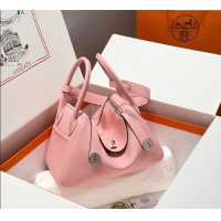 Grade Product Hermes Lindy Bag 26cm in Clemence Leather 2637 Cream Pink 2025 (Half Handmade)
