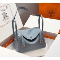 Affordable Price Hermes Lindy Bag 26cm in Clemence Leather 2637 Linen Blue/Silver 2025 (Half Handmade)
