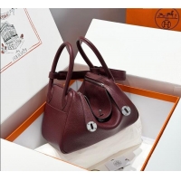 Top Quality Hermes Lindy Bag 26cm in Clemence Leather 2637 Saddle Red/Silver 2025 (Half Handmade)