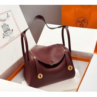 Modern Classic Hermes Lindy Bag 26cm in Clemence Leather 2637 Saddle Red/Gold 2025 (Half Handmade)
