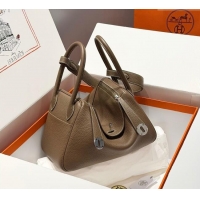 Market Sells Hermes Lindy Bag 26cm in Clemence Leather 2637 Elephant Grey/Silver 2025 (Half Handmade)