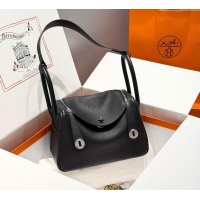 Top Quality Hermes Lindy Bag 26cm in Clemence Leather 2637 Black/Silver 2025 (Half Handmade)