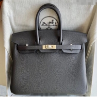 Top Design Hermes Birkin 25cm Bag in Togo Calfskin Leather HE25 Graphite Grey 2025 (Full Handmade)