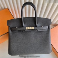 Top Design Hermes Birkin 25cm Bag in Togo Calfskin Leather HE25 Graphite Grey 2025 (Full Handmade)
