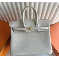Market Sells Hermes Birkin 25cm Bag in Togo Calfskin Leather HE25 Cream White/Gold 2025 (Full Handmade)