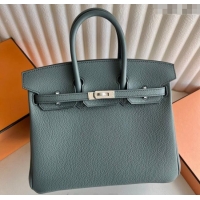 Good Taste Hermes Birkin 25cm Bag in Togo Calfskin Leather HE25 Almond Green 2025 (Full Handmade)