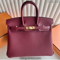 Buy Promotional Hermes Birkin 25cm Bag in Togo Calfskin Leather HE25 Hermes Red 2025 (Full Handmade)