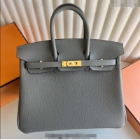 Most Popular Hermes Birkin 25cm Bag in Togo Calfskin Leather HE25 Cloud Grey 2025 (Full Handmade)