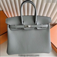 Discount Hermes Birkin 25cm Bag in Togo Calfskin Leather HE25 Sea Mew Grey 2025 (Full Handmade)