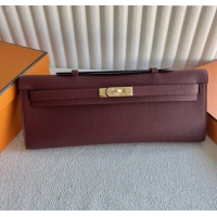 Market Sells Hermes Kelly Cut Clutch Bag in Original Epsom Leather CK55 Hermes Red/Gold (Full Handmade)