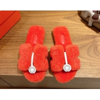 Best Product Hermes Oran Sandals in Shearling Wool H101607 Orange