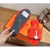 Best Product Hermes Oran Sandals in Shearling Wool H101607 Orange