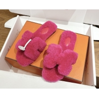 Grade Quality Hermes Oran Sandals in Shearling Wool H101609 Rosy