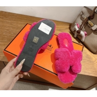 Grade Quality Hermes Oran Sandals in Shearling Wool H101609 Rosy