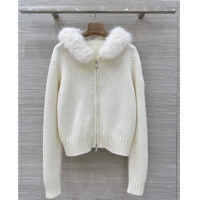 Good Looking Moncler Cashmere and Mink Fur Cardigan ML120101 White 2025